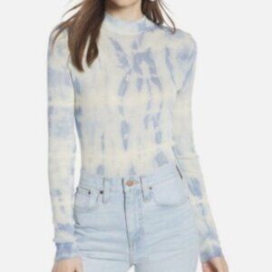 Something Navy Tie Dye Long Sleeve Mockneck Sweater